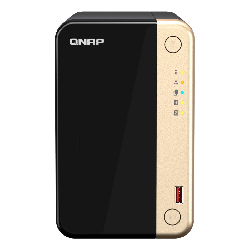 QNAP TS-264 NAS Tower Intel® Celeron® N5095 8 GB 0 TB QNAP QTS Nero, Oro