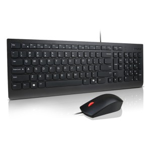 Lenovo Essential Wired Combo Black US Euro tastiera Mouse incluso Universale USB Nero