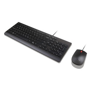 Lenovo Essential Wired Combo Black US Euro tastiera Mouse incluso Universale USB Nero
