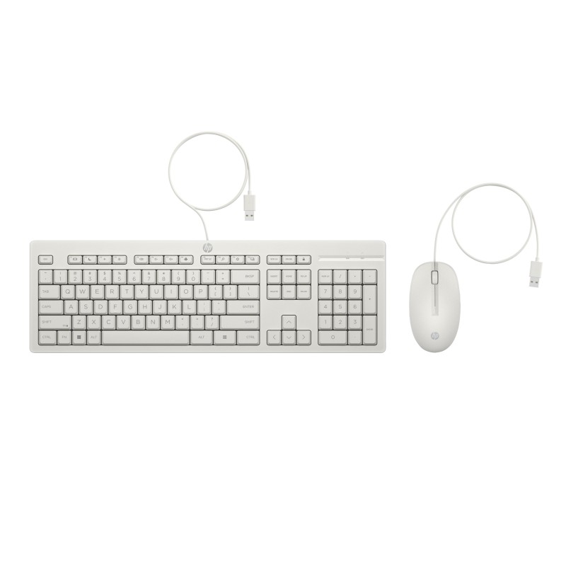 HP Combinazione di tastiera e mouse cablati 225 – Bianco